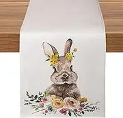 Yogayet Easter Table Runner for Table Easter Decorations, Bunny Egg Cute Kitchen Farmhouse Home Dining Table Decor for Indoor Home Party Decor 13x72 Inch