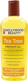 Hollywood Beauty Tea Tree Oil for Hair, Scalp, and Skin, 8 fl oz - Moisturizes Dry, Itchy Scalp, Blended with Vitamin E & Aloe
