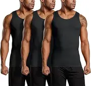 [ATHLIO] 3 Pack Men's Cool Dry Compression Sleeveless Tank Top, Sports Running Basketball Workout Base Layer