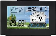 Digital Screen Meteorological Clock Weather Forecast Clock Black with Temperature Humidity Sensor for Indoor Outdoor