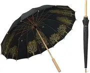 Chinese Style Umbrella Super Windproof and Waterproof Umbrella with Bamboo Handle Compact Stick Golf Umbrella