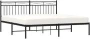 vidaXL Black King Size Bed Frame - Robust Steel Construction with Metal Slats, Comfortable Headboard, Extra Storage Space, Modern Design