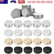 10-100Pcs Lip Balm Jar Aluminum Cosmetic Empty Pot Oil Wax Tin Container Box AU