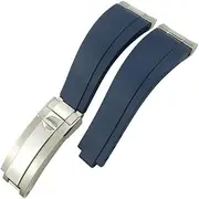 [TIOYW] Curved End Metal Link Rubber Watchband 20mm For Rolex Daytona GMT Slide Lock Buckle Submariner Silicone Sport Watch Strap