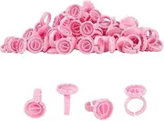 Tattooing Rings Heart Lash Glue Holder Rings, 100Pcs Plastic Nail Art Tattoo Glue Rings Holder Eyelash Extension Rings,Makeup Glue Ring Plastic Nail Art Tattoo Glue Ring Holder Eyelash Extension Ring