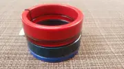 Vintage Talbots Mod Retro Chunky Red And BLue Lucite? Plastic Bangle Bracelets