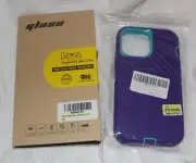 iPhone 13 Pro Max Purple Silicone Case & 9H Tempered Glass Screen Protector - Ne
