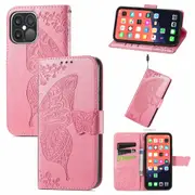 For iPhone 13 Pro Case,Butterfly PU Leather Wallet Cover,Pink