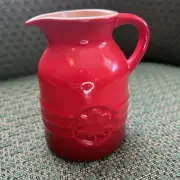 Le Creuset Syrup Jar Pitcher, 4" 6 Oz, Stoneware Canadian Maple Leaf Cerise Red