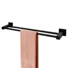 ACA Double Towel Rack Rail Black 600mm Bathroom Wall Mount Stainless Steel 304