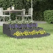Raised Garden Bed, Elevated Planter Box Plant Container Grey 78x78x27 cm Solid Wood Pine