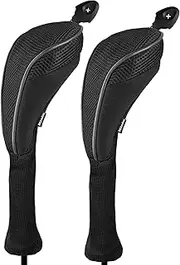 Andux Long Neck Golf Hybrid Club Head Covers with Dial No. Tag CTMT-01 (Black/Black,2pcs)
