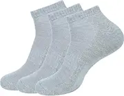 [MERIRA] Pack Of 3 Grey Ankle Socks Women | Sneaker Socks Low Cut Breathable Cotton Ankle Socks for Loafers Boat Shoes Casual Wear | Athletic Running Socks Gym Everyday wear Socks(JOPLASW23-6-9), Grey,