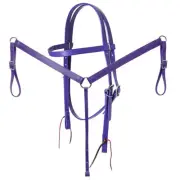 20HS Hilason Western Horse Headstall Breast Collar Split Rein Biothane Leather