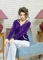 TRACK SUIT HOODED VELOUR COTTON LOUNGE SET POCKETS MADE IN EUROPE LUX GIFT S M L