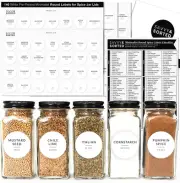 Minimalist round Spice Labels Lids - 140 Spice Jar Labels Spice Containers - Wat