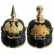 SET OF 2 PCS Spiked Officer Helmet Leather WW1 German Helmet Prussian Helmet
