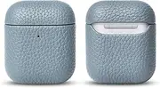 [LUCKYCOIN] for AirPod 1st/2nd Generation Case,Genuine Pebble Leather,Compatible with Magsafe Wireless Charging,Front LED Visible,Handmad Series,Cover Shockproof Shell Dust/Dirt Proof Case-Sky Blue ﻿