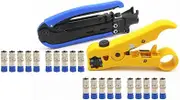 NUZAMAS Coax Coaxial Cable F-Connector Crimper Stripper Cutter Set RG6 RG59 RG11 Compression Crimping Cutting TV Cable Hand Tool 20x F Compression connectors Included