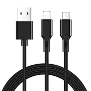 S-L422 Prime Series 2 In 1 Usb To 8 Pin + Usb-C / Type-C Charging Cable Length: 1.2M (Black)