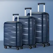 Mazam 3PCS Luggage Suitcase Trolley Set Travel TSA Lock Storage PP Case Navy