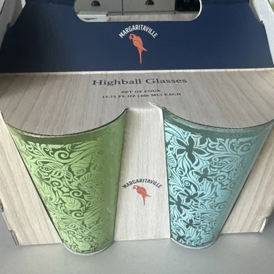 Jimmy Buffett Margaritaville 15.75 -4 Highball Glassware Set Island