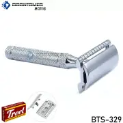 Stainless SAFETY RAZOR + 5 RAZOR BLADES, Double Edge Razor, BTS-329