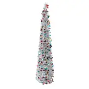 1.5M Retractable Folding Pop-up Christmas Tree Silver + Color