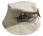 Nintendo Super Mario Kart Kids Bucket Sun Hat One Size Tan Embroidered
