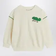[Mini Rodini] Ivory sweatshirt with a velvet lizard 116/122 CM White