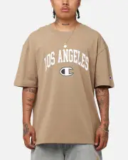 [CHAMPION] Champion Heritage Los Angeles Logo Graphic T-shirt Whole Wheat Khaki - Size L L Whole Wheat Kha