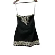 NWT Boutique Mud Pie Black Blakely Strapless Dress Gold Lace medium