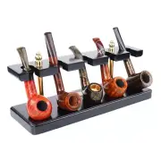Wooden Tobacco Display 5 Pipes Rack Tobacco Black Smoking Pipe Shelf Stand