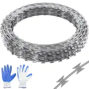 Razor Wires, 98 ft Razor Barbed Wire, 2 Rolls Razor Wire Fencing Razor Fence, Razor Ribbon Barbed Wire Galvanized Razor Wire Fence, Rolls Razor for