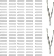 uxcell Phone Dustproof Net Stickers, 100 Pcs Phone Speaker Anti Dust Protector Cover Universal Speaker Mesh Sticker with Tweezer for Mobile (0.87"x0.2"), Silver