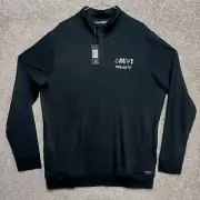 Travis Mathew Jacket Mens XL Black Sporty Quarter Zip Pullover MVI Company Logo