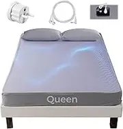 Grounding Fitted Sheet 153 x 203 x 30 cm, Queen Size, Grey, Organic Cotton & Silver Fibre, EU Grounding Connection Cable, Conductive for Better Sleep