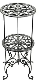 Sungmor Heavy Duty Cast Iron Potted Plant Stand,26-Inch 2 Tiers Metal Planter Rack,Decorative Flower Pot Holder,Vintage & Rustic Style Indoor Outdoor Garden Pots Container Supports