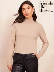 Friends Like These Stone Roll Neck Jumper (E51385) | $46