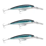 3x Rapala 11cm X Rap Magnum 10 Deep Diving Trolling Lures - Silver Blue Mac