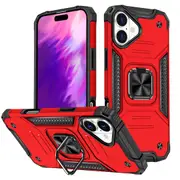 MCC Shockproof iPhone 16+ Plus Heavy Duty Case Cover Apple Ring Holder [Red]