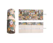 36 Holes Cartoon Cat Roll Pencil Case Pen Holder Stationary Bag-C