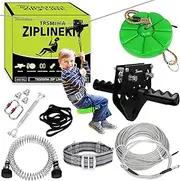 98 Feet Zip Line Kit for Kids and Adult Up to 330 lb with Zipline Spring Brake and Safety Harness, Zip line Trolley with Handle and Thickened Seat,for Backyard Playground Entertainment