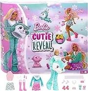 Barbie Cutie Reveal Advent Calendar with Doll & 24 Unboxing Surprises, Holiday Advent Calendar with Color Change, HJX76