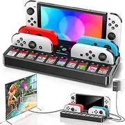 Tokluck Switch TV Docking Station with Joycon Charger, Replacement for Nintendo Switch Dock with 4K HDMI, Switch Base Charging Stand with Switch Controller Charger & 10 Game Slots