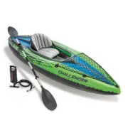 Intex Sports Challenger K1 Inflatable Kayak 1 Seat Floating Boat Oars River Lake