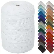 Macrame Cord 3mm x 328yards, Colored Macrame Rope, Cotton 3mmx328Yards White