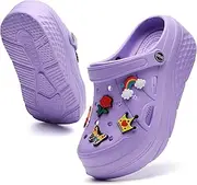 [ELIOGN] Women's Gardener Platform Clogs Slippers Lightweight Mules Slip On Slides Shoes Garden Shoes, Purple 1, 8 AU