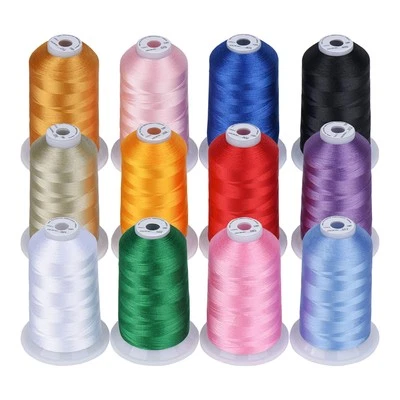 12 Brother Colors of Huge Spool 5000M Polyester Embroidery Machine Thread for...