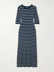 [Altuzarra] Altuzarra - Kitty Striped Jersey Midi Dress - Navy - x small x small Blue